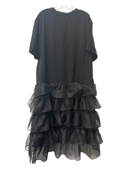 Mable Size Small Black No Fabric Tag Round Neck Half Sleeve Tiered Ruffle Dress Black / Small