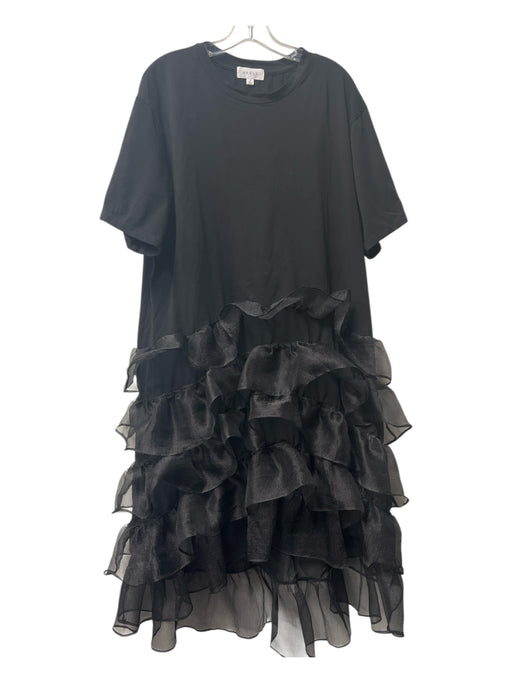 Mable Size Small Black No Fabric Tag Round Neck Half Sleeve Tiered Ruffle Dress Black / Small