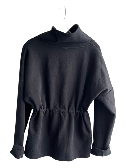 Varley Size S Black Cotton Blend High Neck Long Sleeve Drawstring Waist Top Black / S