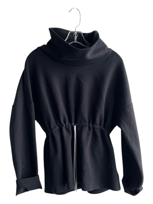 Varley Size S Black Cotton Blend High Neck Long Sleeve Drawstring Waist Top Black / S