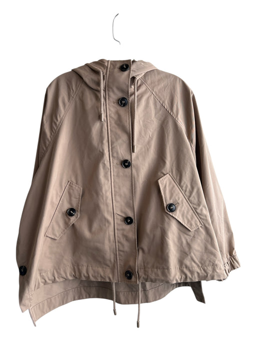 Zara Size XS Khaki Cotton Blend Hood Drawstring Hem Zip & Button Jacket Khaki / XS
