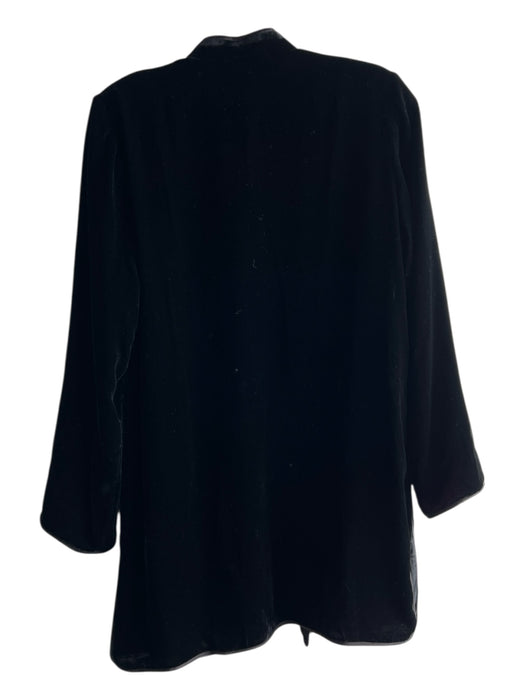 Indo-chic Size S Black Silk Velvet Mandarin Collar Frog Buttons Long Sleeve Top Black / S