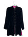 Indo-chic Size S Black Silk Velvet Mandarin Collar Frog Buttons Long Sleeve Top Black / S