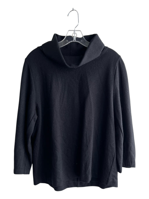 COS Size S Black Wool & Cotton High Neck Long Sleeve Oversize Top Black / S