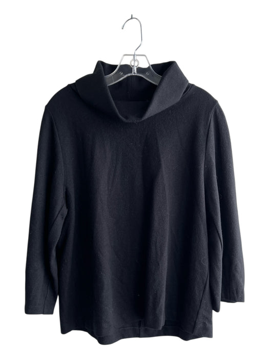 COS Size S Black Wool & Cotton High Neck Long Sleeve Oversize Top Black / S