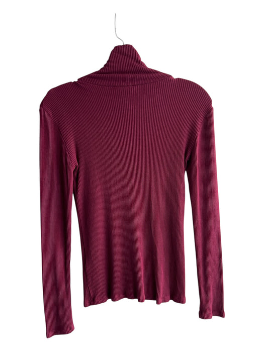 Dolan Size 8 Maroon Rayon Ribbed Turtleneck Collar button Long Sleeve Top Maroon / 8
