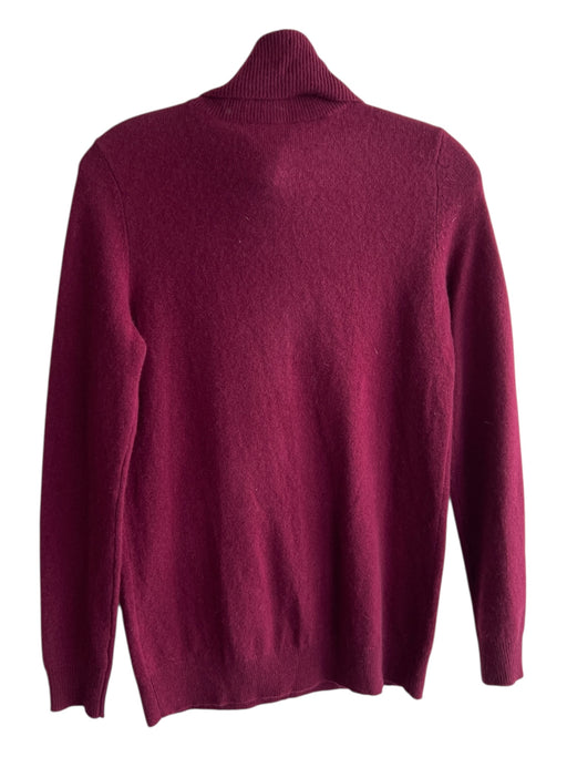 C by bloomingdales Size S Burgundy 2 PLY cashmere Turtle Neck Knit Solid Sweater Burgundy / S