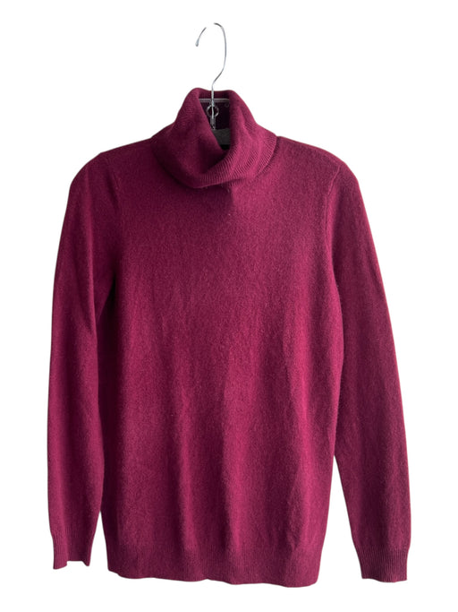 C by bloomingdales Size S Burgundy 2 PLY cashmere Turtle Neck Knit Solid Sweater Burgundy / S