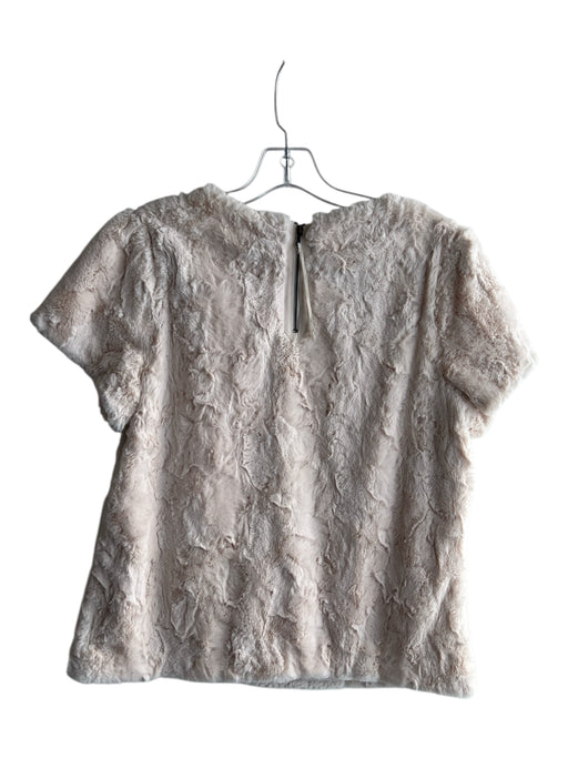 By Anthropologie Size M Cream Polyester Faux Fur Round Neck Back Zip Top Cream / M