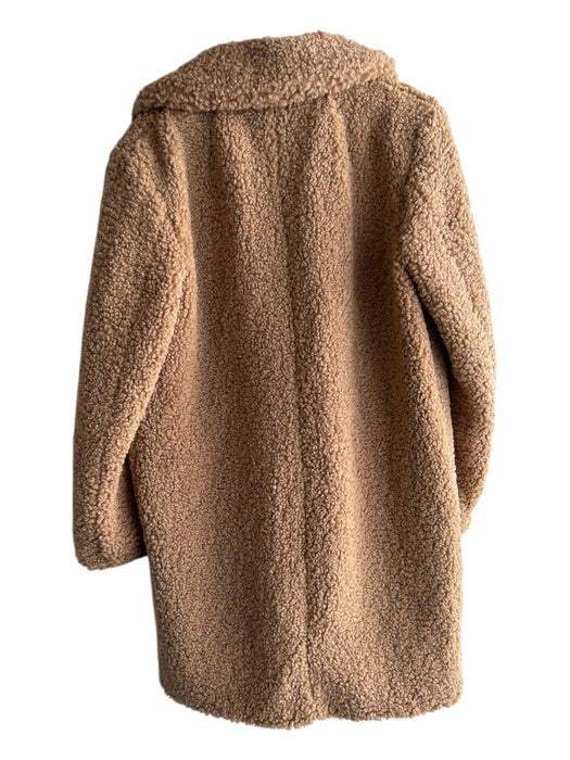 Zara Size S Brown Polyester Blend Teddy Bear Lapel Double Breasted Coat Brown / S