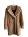 Zara Size S Brown Polyester Blend Teddy Bear Lapel Double Breasted Coat Brown / S