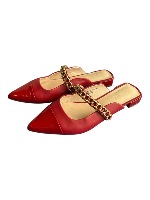 Cecelia New York Shoe Size 8 Red Leather Patent Detail Chain Detail Shoes Red / 8