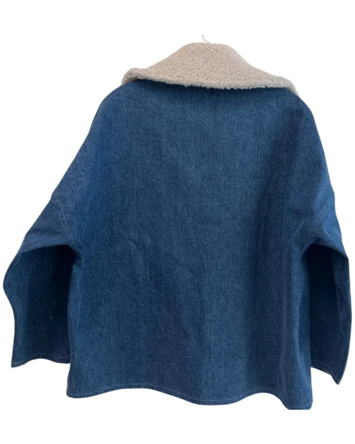 Amo X Donni. Size S Blue & White Cotton Blend Sherpa Quarter Zip Denim Jacket Blue & White / S