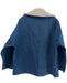 Amo X Donni. Size S Blue & White Cotton Blend Sherpa Quarter Zip Denim Jacket Blue & White / S