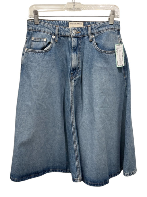We The Free Size 28 Medium Wash Cotton Denim High Rise A Line pocket Skirt Medium Wash / 28