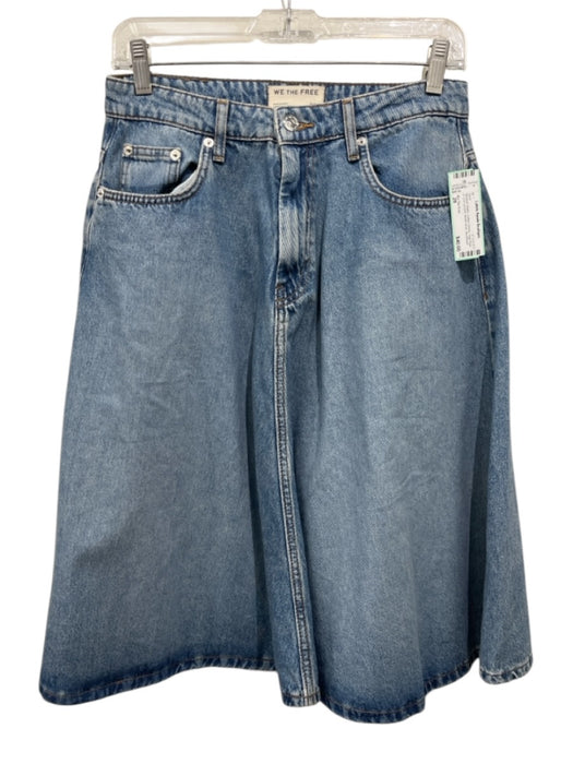 We The Free Size 28 Medium Wash Cotton Denim High Rise A Line pocket Skirt Medium Wash / 28