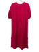 Lake Size XXS Raspberry Pink Cotton Short Sleeve Split Neck Side Slit Midi Dress Raspberry Pink / XXS