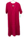 Lake Size XXS Raspberry Pink Cotton Short Sleeve Split Neck Side Slit Midi Dress Raspberry Pink / XXS