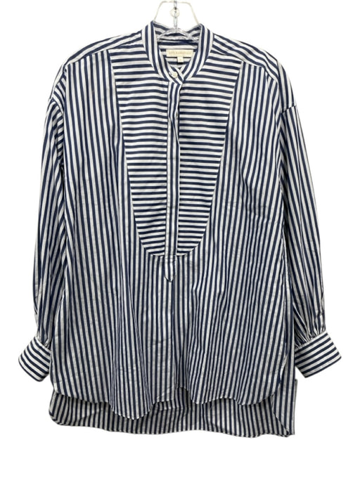 Ann Mashburn Size Small Blue & White Cotton Long Sleeve Mixed Stripes Top Blue & White / Small