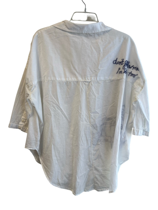 Sundry Size 1 White & Red Cotton Collared Button Up Long Sleeve Embroidered Top White & Red / 1