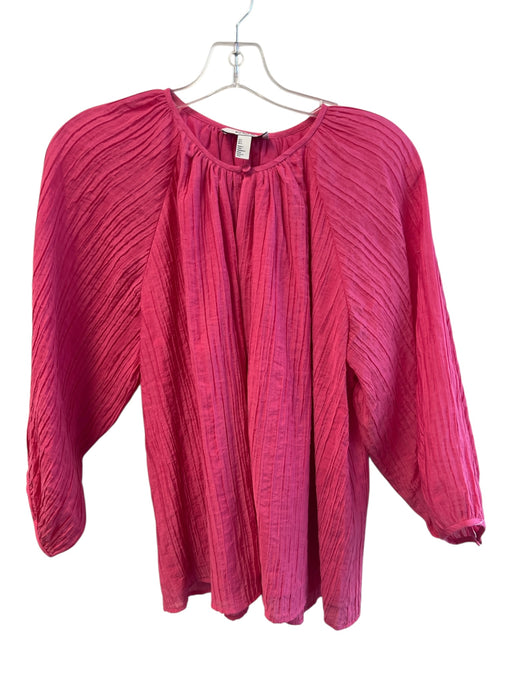 COS Size 4 Pink Viscose Long Sleeve solid color Key hole Pleated Design Top Pink / 4