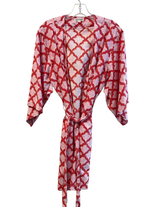 Roller Rabbit Size 0/S Pink & Multi Cotton Short Sleeve Abstract Print Robe Pink & Multi / 0/S