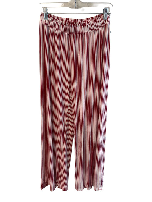 Lake Size S Red & White Modal Elastic Waist Striped High Rise Wide Leg Pants Red & White / S