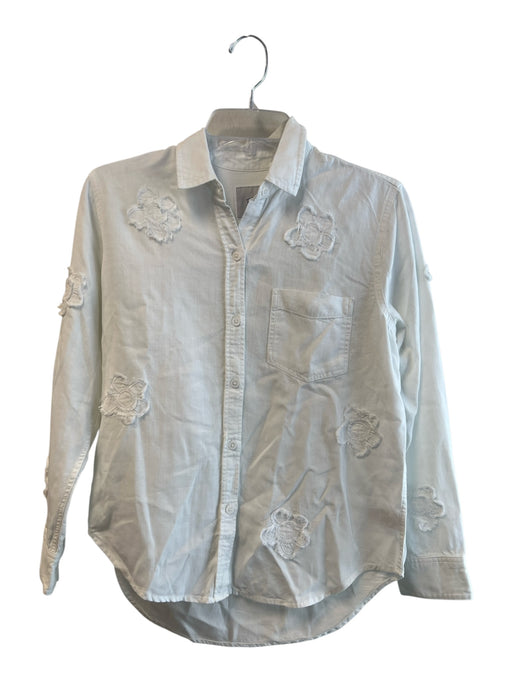 Rails Size XS White Lyocell Long Sleeve Embroidered Design Chest Pocket Top White / XS