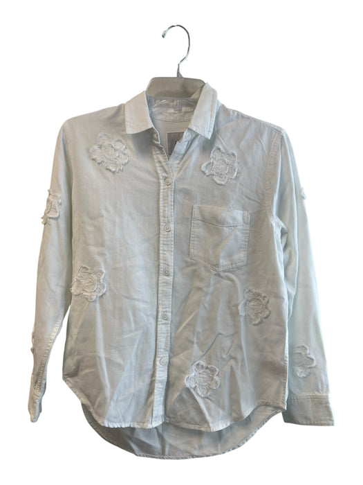Rails Size XS White Lyocell Long Sleeve Embroidered Design Chest Pocket Top White / XS