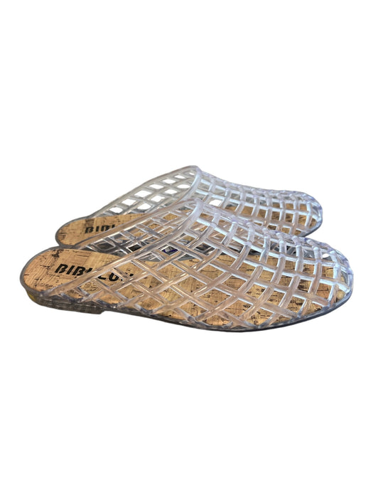 Bibi Lou Shoe Size 38 Clear Plastic Round Toe Holes Mule Flats Shoes Clear / 38