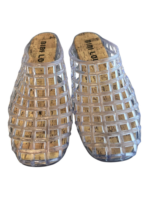 Bibi Lou Shoe Size 38 Clear Plastic Round Toe Holes Mule Flats Shoes Clear / 38
