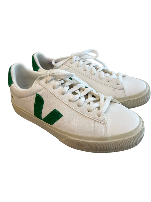 Veja Shoe Size 8 White & Green Leather Round Toe Logo Lace Up Sneaker Shoes White & Green / 8
