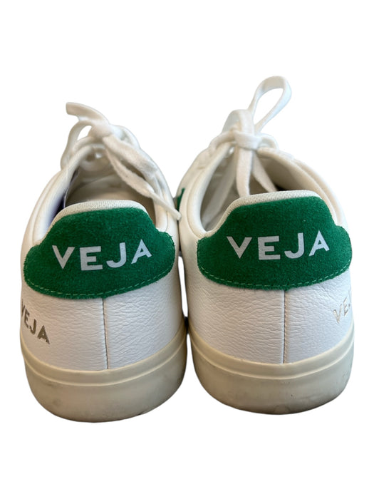 Veja Shoe Size 8 White & Green Leather Round Toe Logo Lace Up Sneaker Shoes White & Green / 8