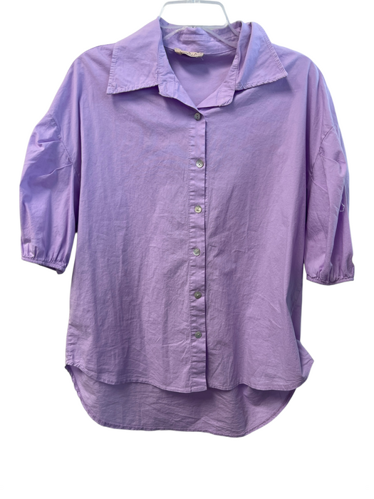 Sofia Size Est Small Lavendar Cotton Drop Shoulder Half Sleeve buttondown Top Lavendar / Est Small
