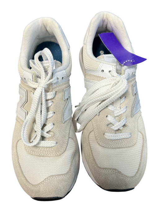 New Balance Shoe Size 8 white & tan Leather Suede Lace Up Low Top Sneaker Shoes white & tan / 8