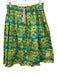Lema Size Est S Yellow & Blue Drawstring Waist Tropical Scene Pleated Skirt Yellow & Blue / Est S
