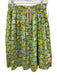 Lema Size Est S Blue, Green, White Drawstring Waist Floral Pleated Skirt Blue, Green, White / Est S