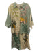 Celandine Size XS Green, Pink & Beige Linen Blend 3/4 Sleeve Button up Pant Set Green, Pink & Beige / XS