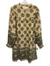 Fox & Hen Size XS Beige & Green Long Balloon Sleeve Floral Ruffle Detail Dress Beige & Green / XS