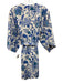 Roller Rabbit Size S Blue & White Cotton 3/4 Sleeve Botanical Mid Thigh Robe Blue & White / S