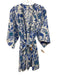 Roller Rabbit Size S Blue & White Cotton 3/4 Sleeve Botanical Mid Thigh Robe Blue & White / S