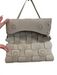 Polene Gray Leather Woven Top Strap Magnetic Snap Closure Inside Pockets Bag Gray / S