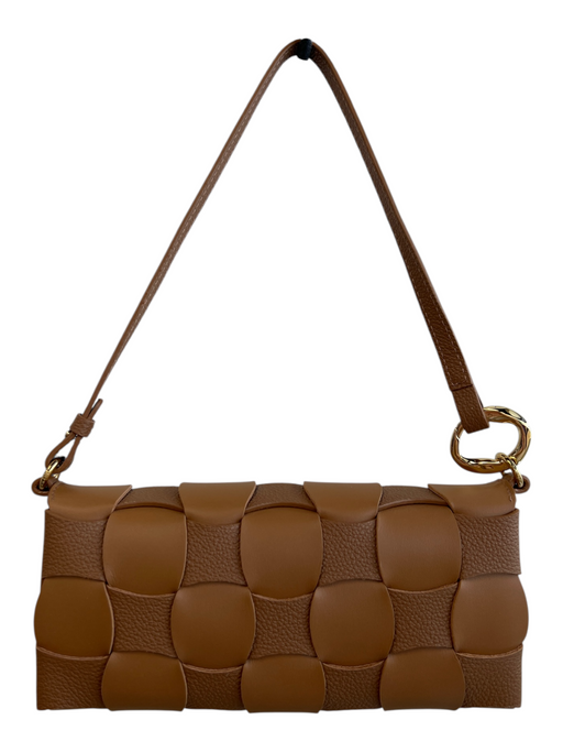 Polene Brown Leather Woven Top Strap Magnetic Snap Closure Inside Pockets Bag Brown / S