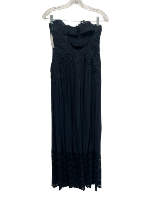 Free People Size 2 Navy Embroidered Fabric Block Strapless Maxi Dress Navy / 2