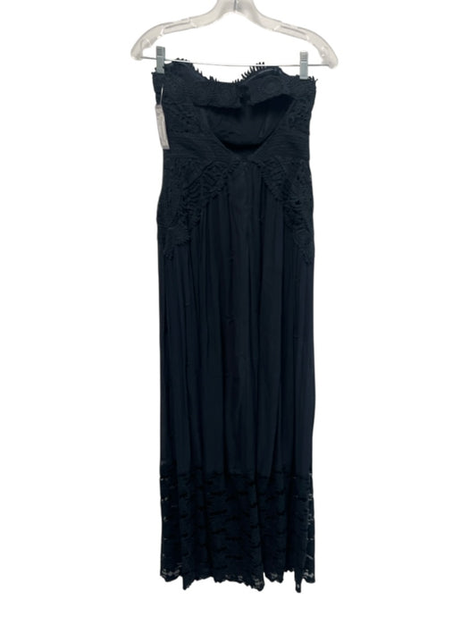 Free People Size 2 Navy Embroidered Fabric Block Strapless Maxi Dress Navy / 2