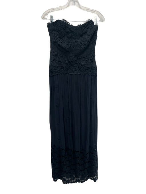 Free People Size 2 Navy Embroidered Fabric Block Strapless Maxi Dress Navy / 2