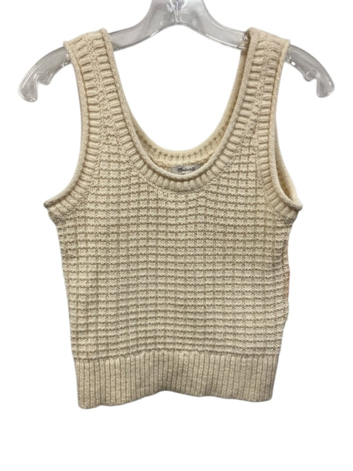Madewell Size XS Cream White Cotton Blend Sleeveless Crochet Knit Ribbed Top Cream White / XS