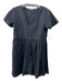 Madewell Size XS Black Linen Blend Button Front V Neck Cap Sleeve Dress Black / XS