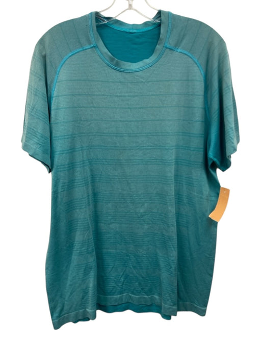 Lululemon Size Est M Blue Synthetic Striped Athletic T Shirt Men's Short Sleeve Blue / Est M