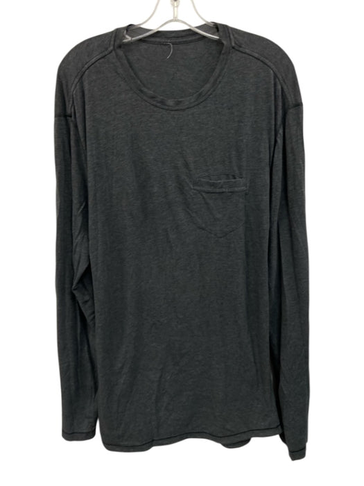 Lululemon Size Est XL Dark Gray Synthetic Heathered Athletic Long Sleeve Shirt Dark Gray / Est XL
